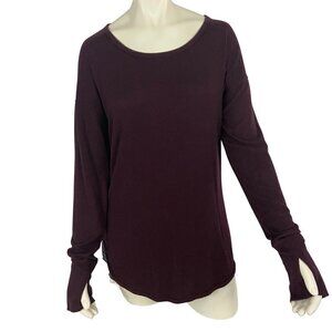 Athleta Women’s Long Sleeve Shirt Top Burgundy Size L Scoop Neck NWOT